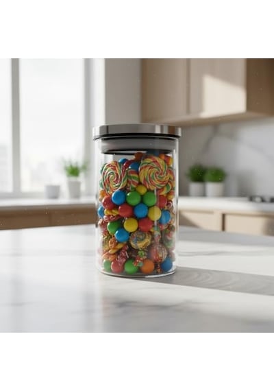 Deconox 450ml Vakumlu Metal Kapaklı Borosilikat Cam Kavanoz 8.5cm 12cm 1 Adet 2.8 L