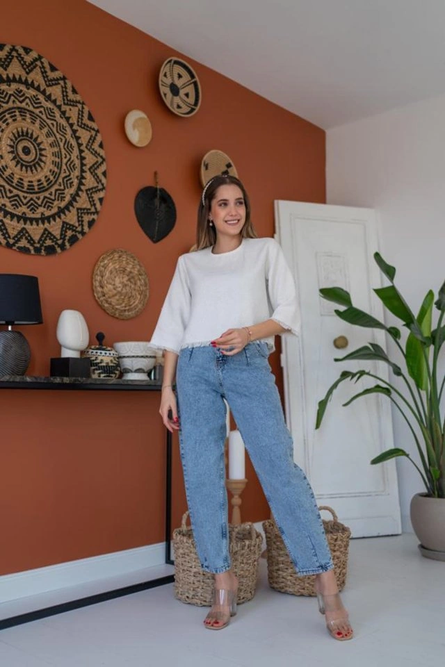 Nova Bazaar Beyaz Püskül Detaylı Bluz Beyaz