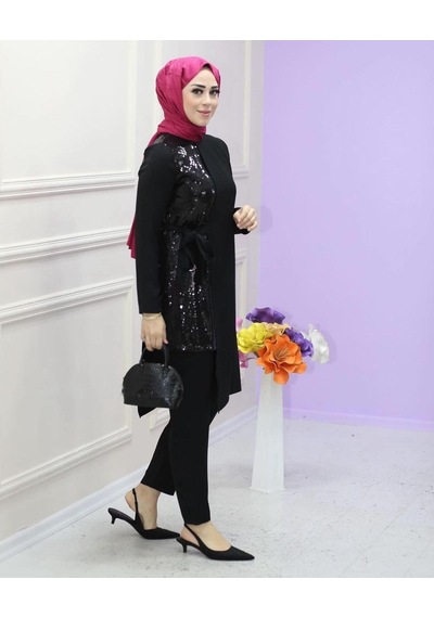 Simli Kuşaklı Şık Takım 001