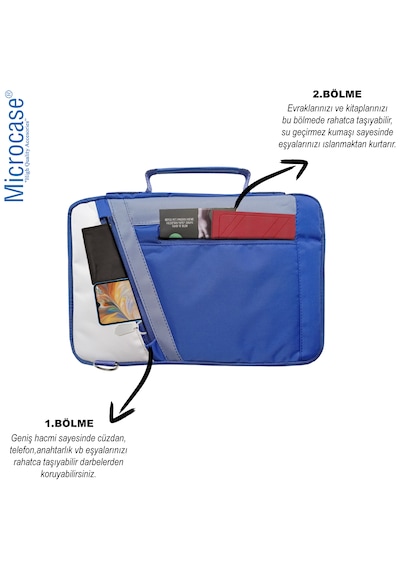 Microcase Samsung Uyumlu S10 Lite 10.9 İnch İçin Omuz Askılı El Tutacaklı Universal Sleeve Taşıma Çantası Al4346 Lacivert Krem Gri Omuz Çantası