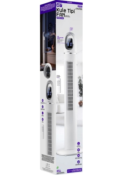 Auhma Acfn06 45w Kule Tipi Vantilatör - Uzaktan Kumandalı, Dokunmatik Led Ekranlı, 3 Modlu Sessiz Va