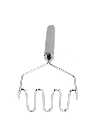 İnox Paslanmaz Metal Patates Ezici Püre Yapıcı 27 Cm Ahşap - Şeffaf