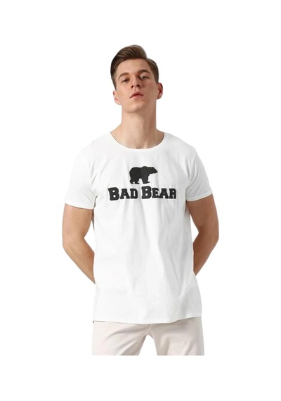 Bad Bear Beyaz Logo Baskılı King Size Erkek Tişört Beyaz