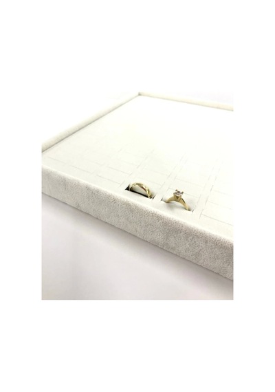 Yerli Üretim Süet Kumaş Krem Renk Batırmalı 34-24 Cm Çekmece Içi Yüzük Tabla Stand Çok Renkli