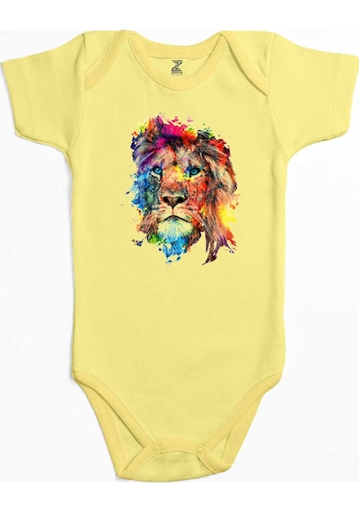 Zepplin Giyim Lion Rainbow Sarı Bebek Body Zıbın