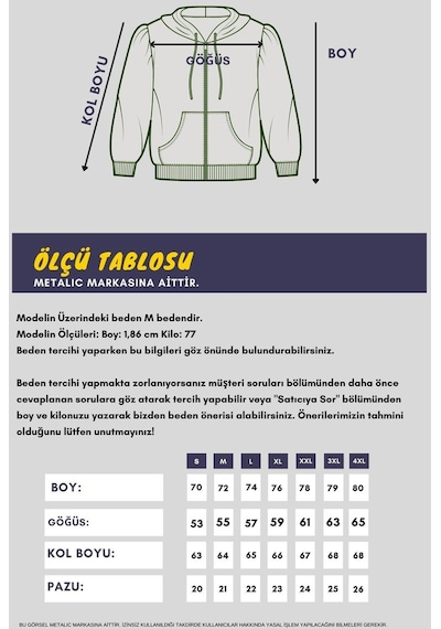 MMetalic Siyah Kanguru Cepli Kapüşonlu Fermuarlı İçi Pamuklu Erkek Haki