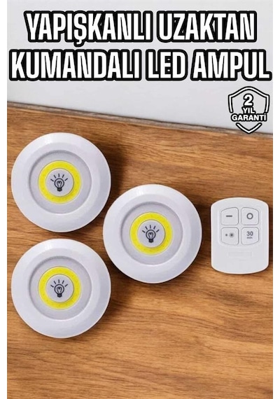 Mutfak Dolap Altı Işığı Uzaktan Kumandalı Yapışkanlı Kablosuz Pilli 79852413