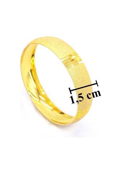 Altın Kaplama Simli Çizgili Bilezik 1.5 Cm Blz-3044 Altın