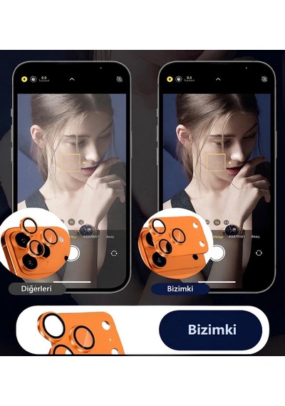 Apple Uyumlu iPhone 17 Pro Metal Koruyucu Lens Çerçeveli Lens Kozmik Turuncu