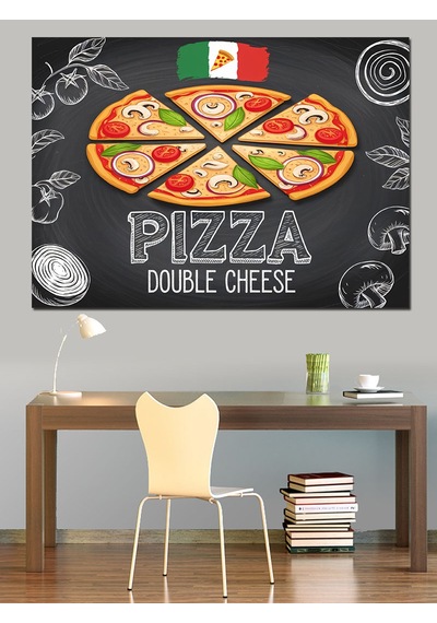 Lezzetli Çift Peynirli Pizza Dekoratif Kanvas - Mdf Ahşap Tablo