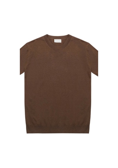 Tarz Cool Erkek Slim Fit Bisiklet Yaka Triko T-shirt Kahverengi