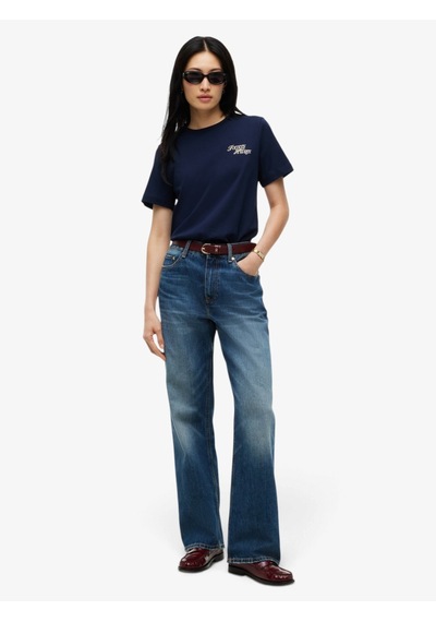 Tommy Hilfiger Scrıpt New Reg C-nk S/s Tshırt Kadın Mavi T-shirt - Ww0ww52360