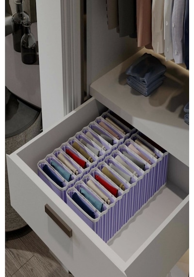 11 Bölmeli Dolap Ve Çekmece Içi Düzenleyici Akordiyon Organizer M-00500 6 Adet Lisinya Çok Renkli