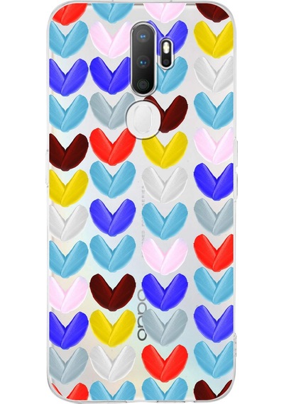 Oppo A5 2020 İle Uyumlu 1mm Slim Fit Water Color 1 Baskılı Şeffaf Kılıf Şeffaf