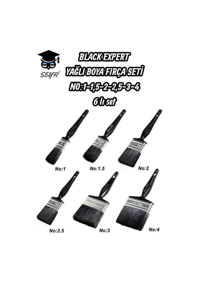 Black Expert Yağlı Boya Fırça No:1-1,5-2-2,5-3-4 6'li Set