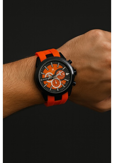 Sportif Model Silikon Erkek Kol Saati Turuncu - 796235128 Siyah