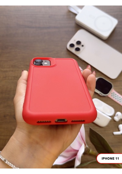 Apple iPhone 11 Uyumlu Kamera Korumalı Darbeye Dayanıklı Renk Atmayan Keep Silikon Kılıf Kırmızı