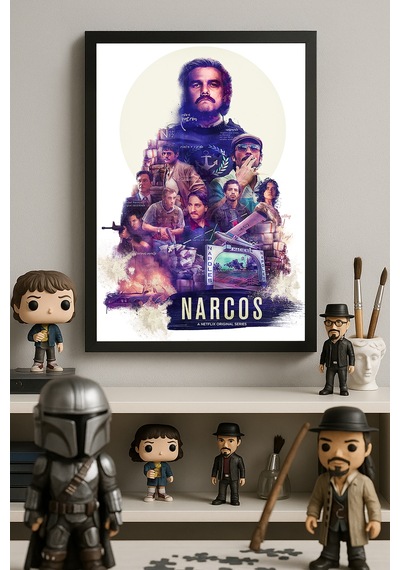 Narcos Siyah Ahşap Çerçeveli Poster, Film Duvar Tablosu