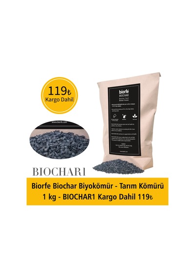 Biorfe Biochar Biyokömür Tarım Kömürü 1 KG