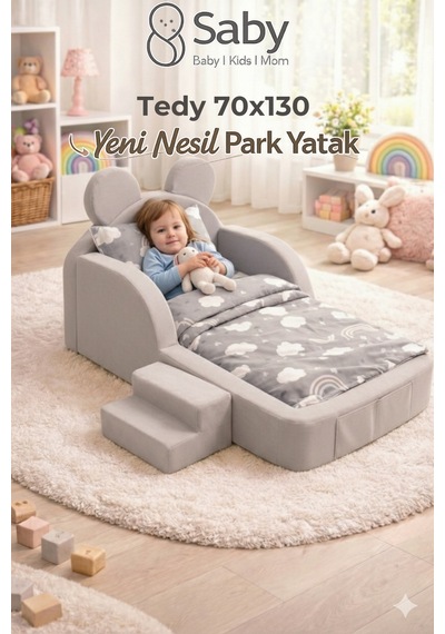 Luxury Tedyy Baza Ve Başlıklı Montessori Full Sünger Yatak Seti 70 x 130 CM