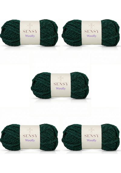 Sensy Woolly 5 Adet El Örgü İpi Atkı Bere Şapka İp Panço İpi Hırka İpliği Örgü İpi Yeşil