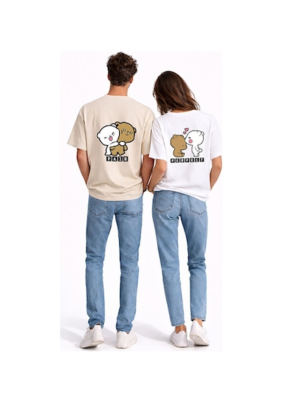 Sevgili Kombini Perfect Pair Ayıcık Baskılı Çift Tişört Oversize Unisex Partner Kombin Seti Bej Sevgili Kombini Perfect Pair Ayıcık Baskılı Çift Tişört Oversize Unisex Partner Kombin Seti Bej