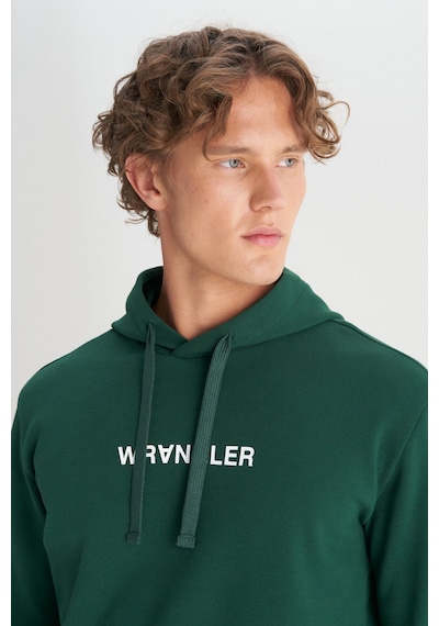 Wrangler Pamuklu Regular Fit Normal Kesim Kapüşonlu Logo Detaylı Sweatshirt Yeşil