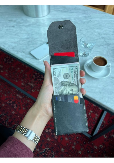 Mft Leather Hakiki Deri Çıtçıtlı Erkek Cüzdan Nova 5801 Antrasit