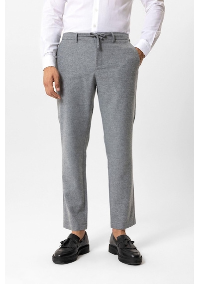 Back And Bond Koyu Gri Slim Fit Beli Bağcıklı Yünlü Jogger Pantolon Çok Renkli