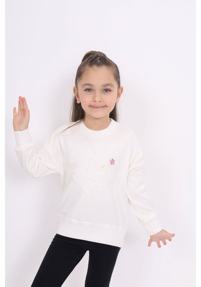 Toontoy Kız Çocuk Relax Fit Bisiklet Yaka Hafif Düşük Omuz Nakış Baskılı Sweatshirt - 2 İplik Ekru Toontoy Kız Çocuk Relax Fit Bisiklet Yaka Hafif Düşük Omuz Nakış Baskılı Sweatshirt - 2 İplik Ekru