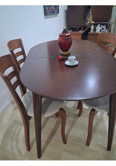 Masa Sandalye 90644 Retro Ayak Model Kayın Retro Açılır Parlak Koyu Ceviz Tabla Kahverengi Masa Sandalye 90644 Retro Ayak Model Kayın Retro Açılır Parlak Koyu Ceviz Tabla Kahverengi
