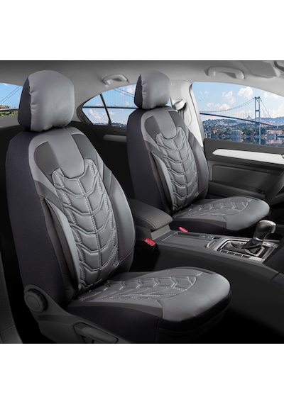Seat Leon Reference Uyumlu Lüx Deri Oto Koltuk Kılıfı Ön Arka Takım Classy Serisi Füme
