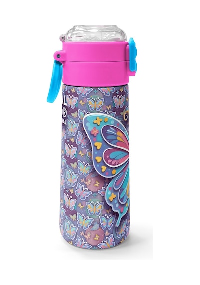 Coral High Kids Pastel Renkli Kelebek Desenli Pipetli Ve Direkt İçim Çelik Termos 500 Ml 38106 Pembe - Mavi
