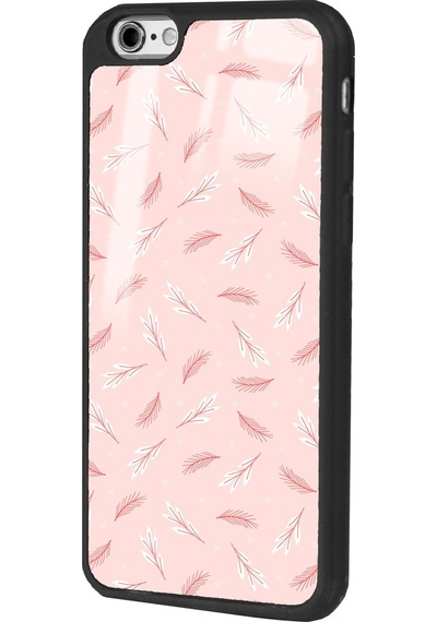 Apple Uyumlu iPhone 6 Plus Pudra Yapraklı Tasarımlı Glossy Telefon Kılıfı Çok Renkli