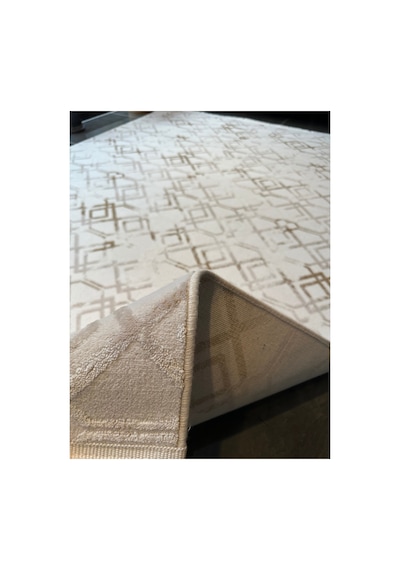 Merinos Vista Krem %100 Akrilik Yumuşak Dokulu Salon Oturma Odası Halısı Altın Renk Desenli 36892-77 Sarı