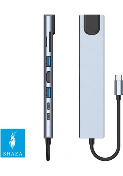 Usb Type-c Hub Dönüştürücü Çevirici Çoklayıcı Usb Hdmı Micro Sd 8 Girişli