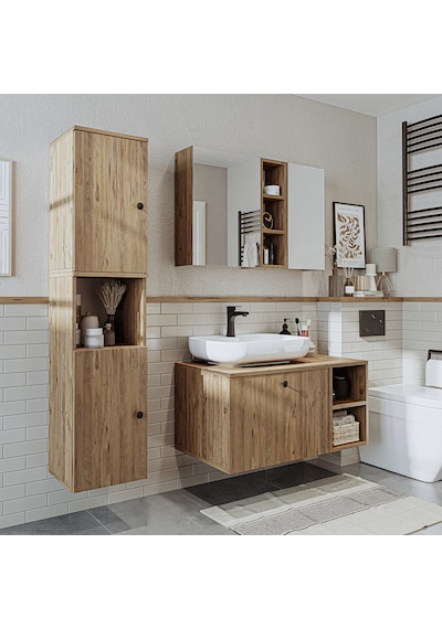 Lavabolu Mdf 95 Cm Lotus Çekmeceli Banyo Dolabı Atlantik Çam