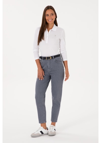 U.S. Polo Assn. Kadın Gri Mom High Waist Fit Jean Pantolon 50309422-DN0025