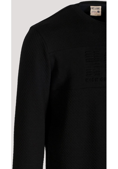 Erkek Sweatshirt Siyah Kabartma Baskılı Bisiklet Yaka Logo Detay Cotonel Kumaş Sweat Ncs Jeans 1614-siyah Siyah