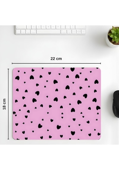18x22 Cm Desenli Baskılı Mouse Pad Kaymaz Kauçuk Taban Ofis Ve Home Ofis Kullanımına Uygun Komik Yazılı Tasarım Yüksek Baskı Kaliteli Küçük Boy Mouse Pad Bilgisayar Laptop Aksesuarı Midngiht Hearts