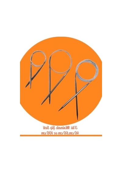 Çelik Telli Misinalı Örgü Şişi Seti - 40cm, 60cm Ve 100cm Uzunluk 3'lü Set 1