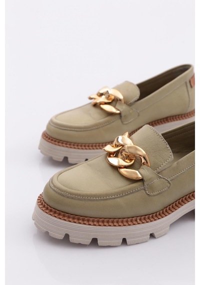 Mamma Mia Mammamia D24ya-3185 Kadın Deri Loafer Ayakkabı Elma Yeşili Pen-scorpıon