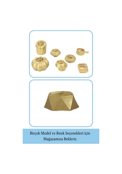 Altın Mumluk Şamdan Tealight Mum Uyumlu Poly Küçük 2 Model