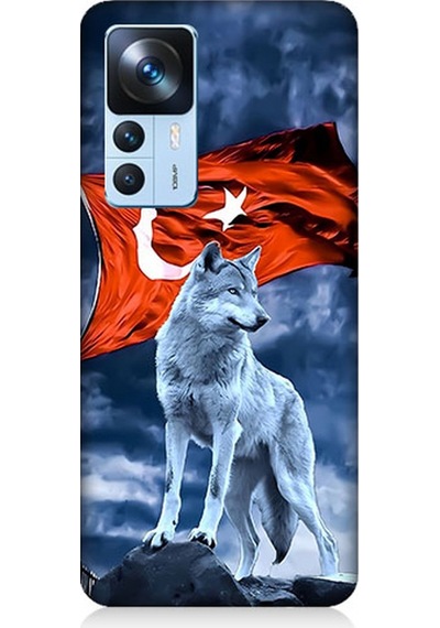 Xiaomi Mi 12t Uyumlu Silikon Kılıf Kurt Göktürk Ve Bayrak