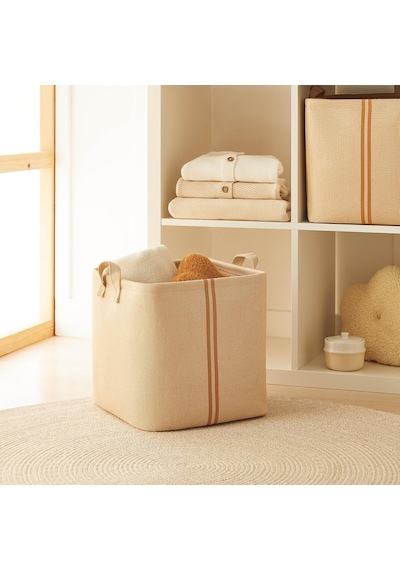 Çocuk Odası Jüt Keten Kumaş Sepet 30 X 30 X 30 Cm Çok Renkli