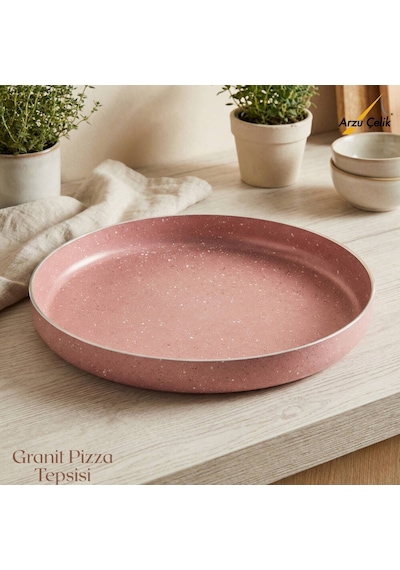 Arzu Çelik 32 Cm Granit Pizza Tepsisi - Pembe