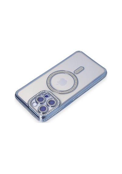 Apple iPhone  Uyumlu  15 Pro Max Kılıf Joke Simli Magneticsafe Kılıf - Mavi