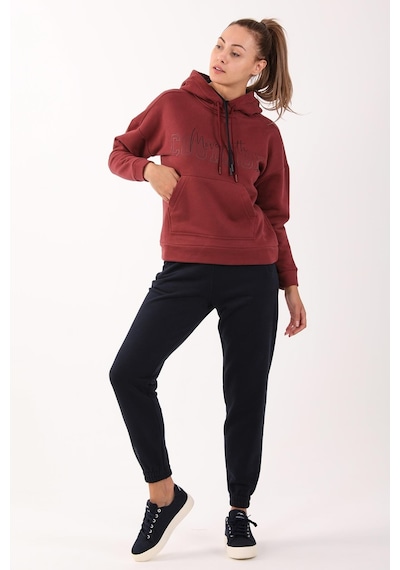 Maraton Sportswear Comfort Kadın Kapşonlu Uzun Kol Basic Bordo Sweatshirt 21475-bordo