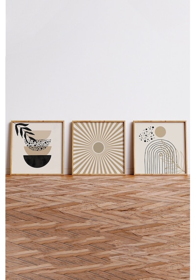 Ahşap Çerçeveli Mdf Kare Tablo Seti Salon Ve Oturma Odası Için Kr4002 32 X 32