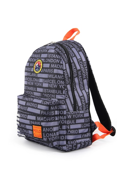 Siyah-gri Cities Ön Bölmeli Unisex Okul Çantası Siyah - Açık Gri